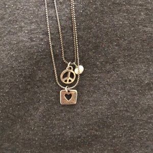 Brighton double chain peace necklace